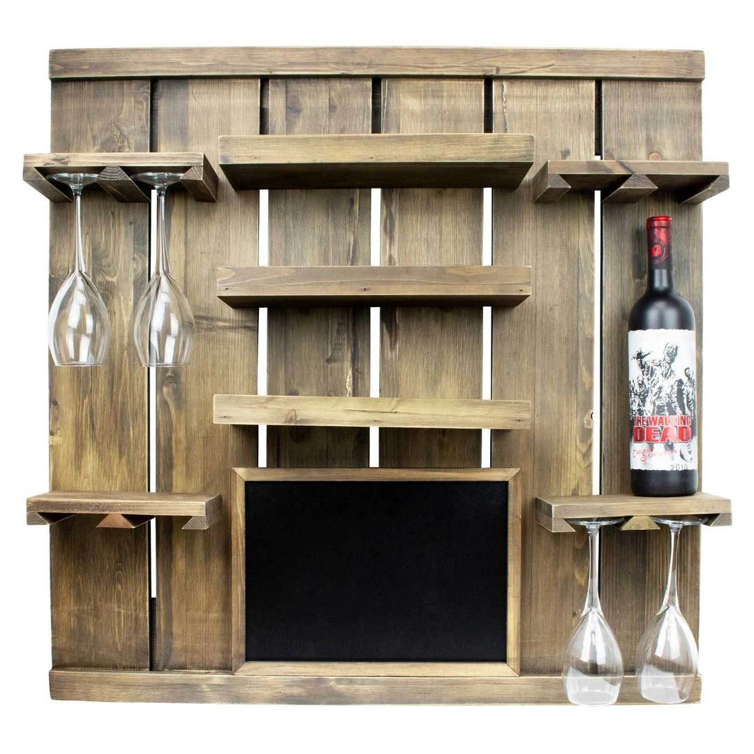 Atterstone Chalkboard Wine Rack Shelf With Stemware Slots: Holds 8 Glasses 8 Atterstone Chalkboard Wine Rack Shelf With Stemware Slots: Holds 8 Glasses