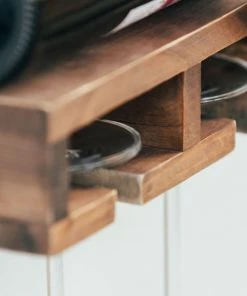 Atterstone Rustic Wine Rack With Hanging Stemware Slots: Holds 5 Bottles And 2 Glasses HOME GOODS 18 Atterstone Rustic Wine Rack With Hanging Stemware Slots: Holds 5 Bottles And 2 Glasses HOME GOODS