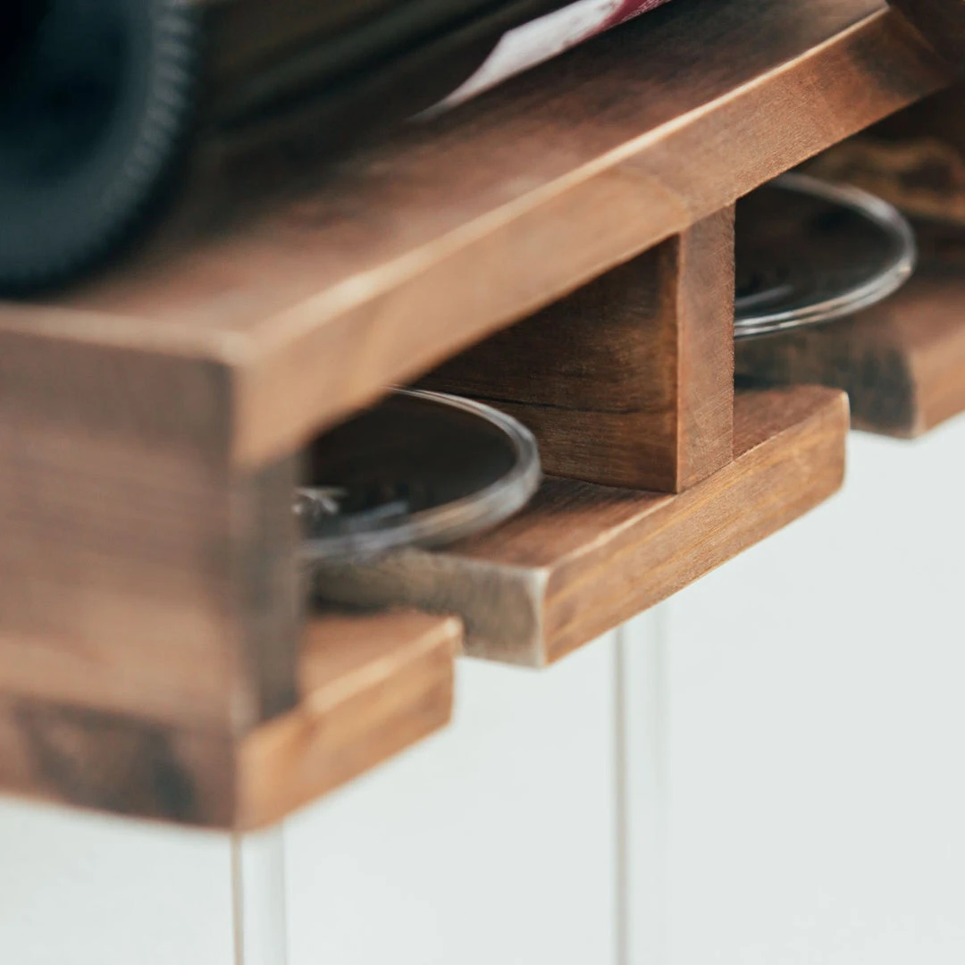 Atterstone Rustic Wine Rack With Hanging Stemware Slots: Holds 5 Bottles And 2 Glasses HOME GOODS 9 Atterstone Rustic Wine Rack With Hanging Stemware Slots: Holds 5 Bottles And 2 Glasses HOME GOODS