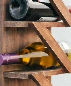 Atterstone Rustic Wine Rack With Hanging Stemware Slots: Holds 5 Bottles And 2 Glasses HOME GOODS 19 Atterstone Rustic Wine Rack With Hanging Stemware Slots: Holds 5 Bottles And 2 Glasses HOME GOODS