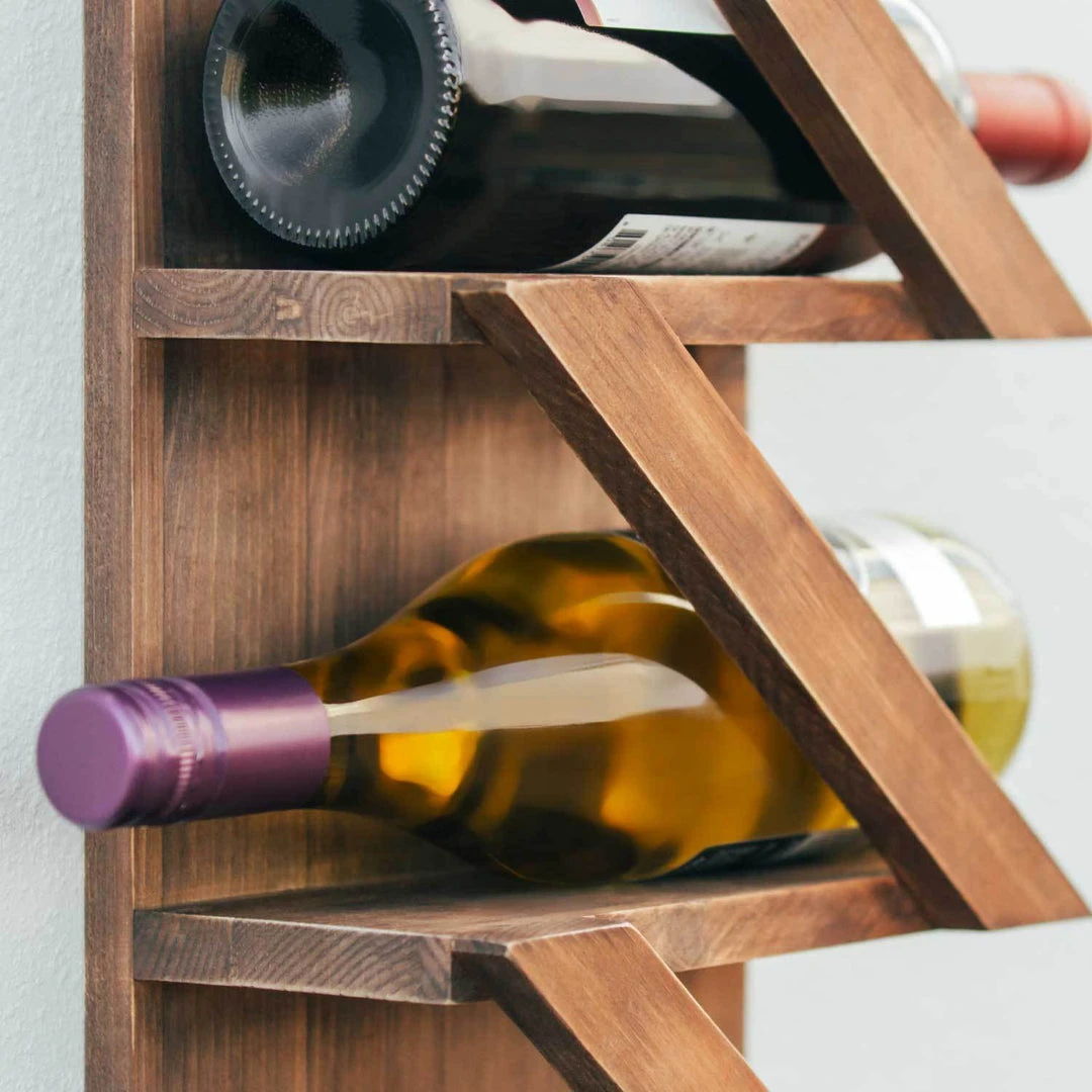 Atterstone Rustic Wine Rack With Hanging Stemware Slots: Holds 5 Bottles And 2 Glasses HOME GOODS 10 Atterstone Rustic Wine Rack With Hanging Stemware Slots: Holds 5 Bottles And 2 Glasses HOME GOODS