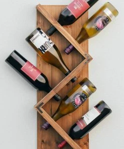 Atterstone Stylish Wooden Wall Mounted Wine Bottle Display Rack: Holds 6 Bottles