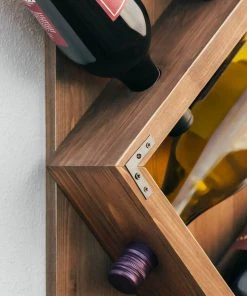 Atterstone Stylish Wooden Wall Mounted Wine Bottle Display Rack: Holds 6 Bottles