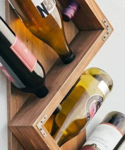 Atterstone Stylish Wooden Wall Mounted Wine Bottle Display Rack: Holds 6 Bottles