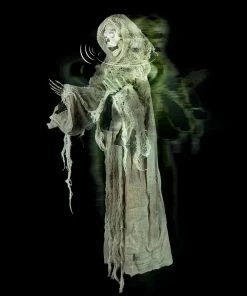 Holidayana Patio & Outdoors Animatronic Floating Skeleton - Sound And Touch Activated Halloween Decoration With Lighted Eyes And Scary Sounds