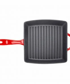 Zelancio 10 Inch Enameled Cast Iron Square Grill Pan