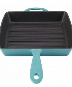 Zelancio 10 Inch Enameled Cast Iron Square Grill Pan