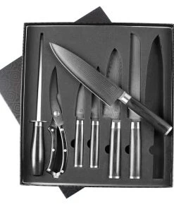 Zelancio HOME GOODS 7 Piece Japanese VG-10 Damascus Steel Chef Knife Set