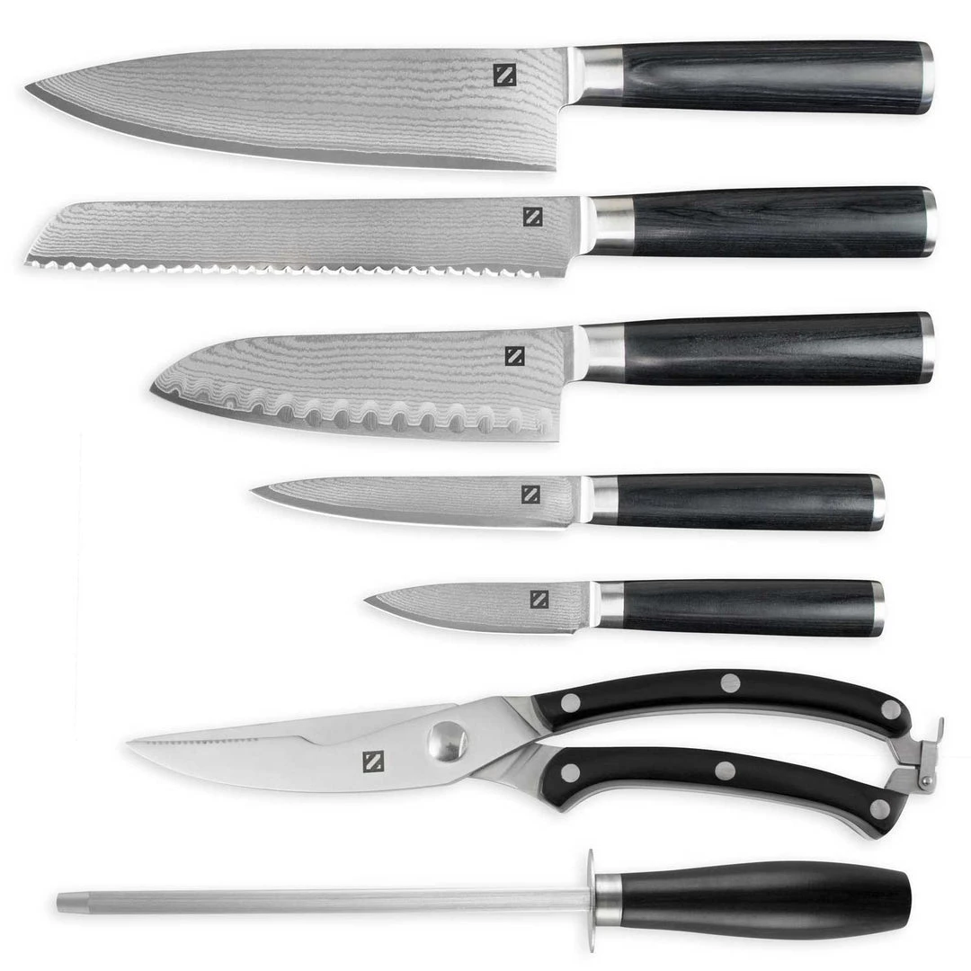 Zelancio HOME GOODS 7 Piece Japanese VG-10 Damascus Steel Chef Knife Set 4 Zelancio HOME GOODS 7 Piece Japanese VG-10 Damascus Steel Chef Knife Set