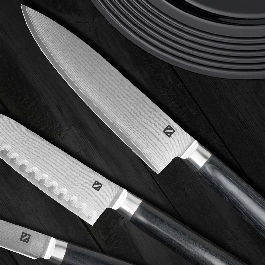 Zelancio HOME GOODS 7 Piece Japanese VG-10 Damascus Steel Chef Knife Set 5 Zelancio HOME GOODS 7 Piece Japanese VG-10 Damascus Steel Chef Knife Set