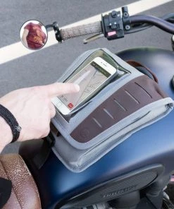 VuzMoto VEHICLE ACCESSORIES Mini Tank Bag With Phone Window, Magnetic Mounting System, Multiple Compartments And Leather Finish