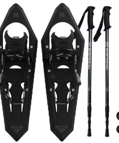 SPORTING GOODS Winterial Onyx 25-Inch Mountain Terrain Snowshoes With Quick Fit Bindings, Adjustable Poles, And Carry Bag, Black