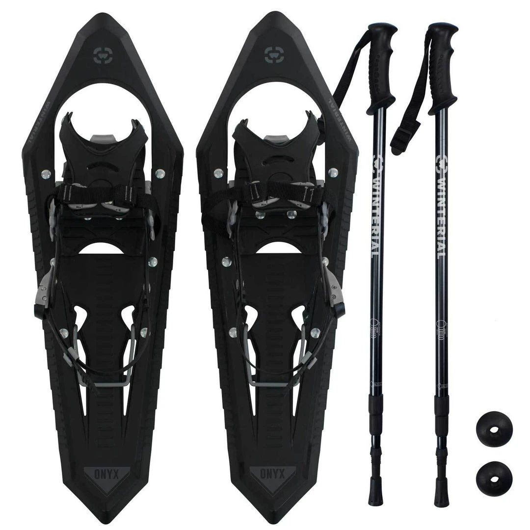 SPORTING GOODS Winterial Onyx 25-Inch Mountain Terrain Snowshoes With Quick Fit Bindings, Adjustable Poles, And Carry Bag, Black 3 SPORTING GOODS Winterial Onyx 25-Inch Mountain Terrain Snowshoes With Quick Fit Bindings, Adjustable Poles, And Carry Bag, Black