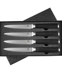 Zelancio 4 Piece Japanese VG-10 Steel Steak Knives With Sharp, Non-Serrated Damascus Steel Blades HOME GOODS