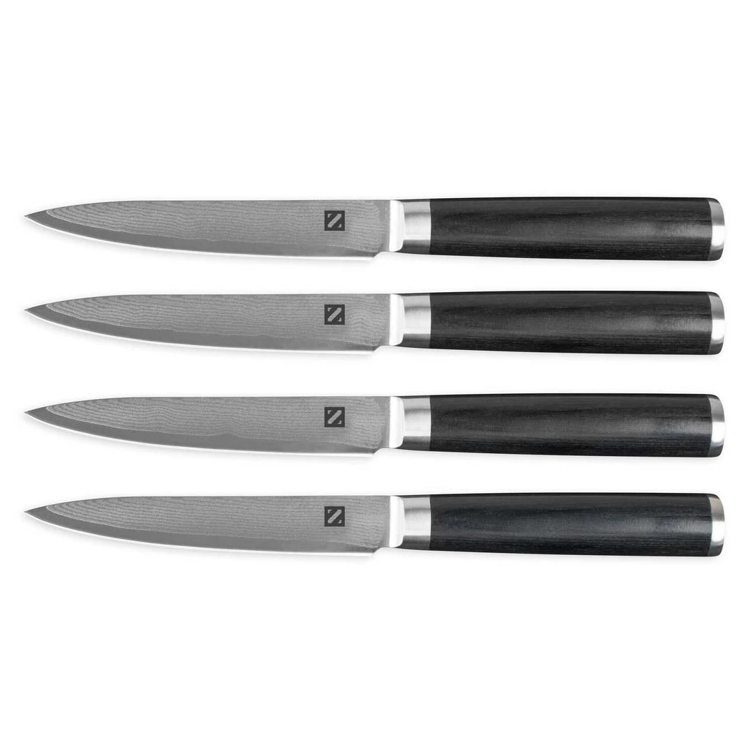 Zelancio 4 Piece Japanese VG-10 Steel Steak Knives With Sharp, Non-Serrated Damascus Steel Blades HOME GOODS 4 Zelancio 4 Piece Japanese VG-10 Steel Steak Knives With Sharp, Non-Serrated Damascus Steel Blades HOME GOODS