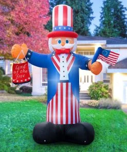 Holidayana® Inflatable 4th Of July Uncle Sam Decoration With Built-In Fan And LED Lights HOME GOODS